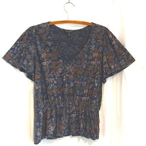 Lucky Brand cotton/modal floral peplum top super soft size large